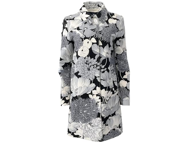 Autre Marque Burberry grigio / Cappotto in cotone con stampa floreale nera  ref.1188792