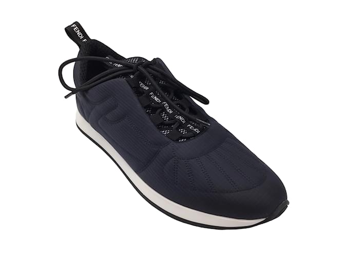 Autre Marque Fendi navy blue / Black FFreedom Low-Top Quilted Nylon Sneakers Cloth  ref.1188796