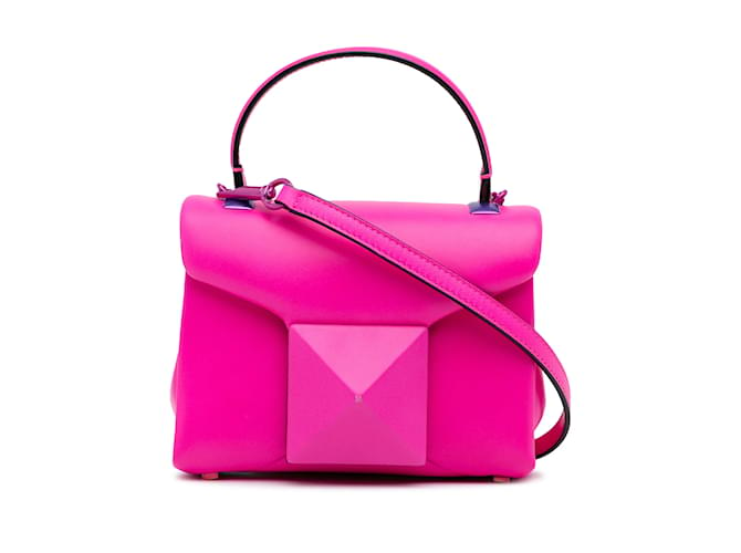 Bolso satchel mini con tachuelas Valentino rosa Cuero  ref.1188811
