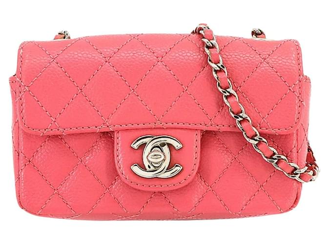Chanel Matelass� Pink Leder  ref.1188890