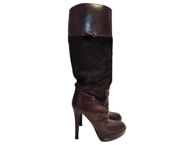 Gucci boots Brown Leather  ref.1188905