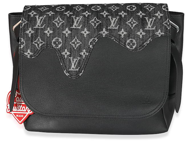 Louis Vuitton x Nigo Black Monogram Denim Taurillon Besace Tokyo Messenger Leather  ref.1188959
