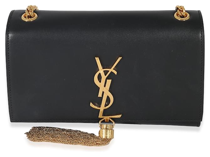 Bolso pequeño Kate con borlas de cuero liso negro de Saint Laurent  ref.1189000