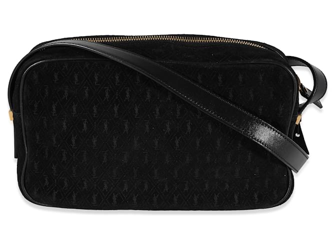 Saint Laurent Black Suede & Leather All-over Monogram Camera Bag  ref.1189013