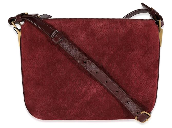 Saint Laurent Burgundy Suede & Leather All-over Monogram Bag Red Dark red  ref.1189017