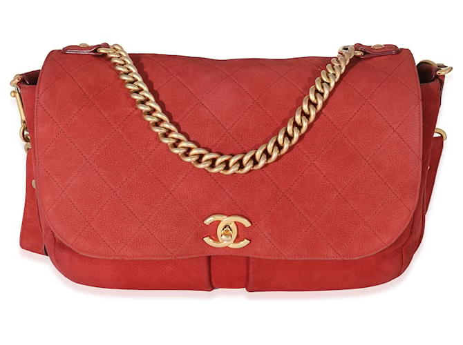 Chanel Red Suede Paris In Rome Messenger Bag  ref.1189032