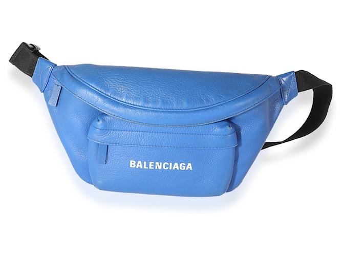 Everyday Bolsa de cintura Balenciaga couro azul com logotipo para o dia a dia  ref.1189037