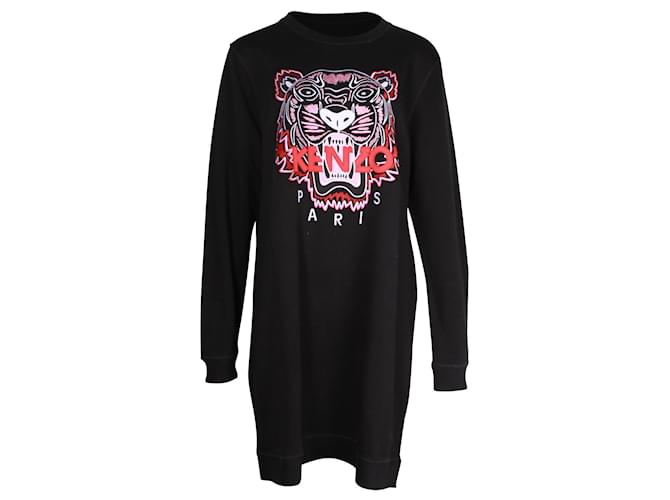 Kenzo Tiger Logo Sweater Dress in Black Cotton  ref.1189045