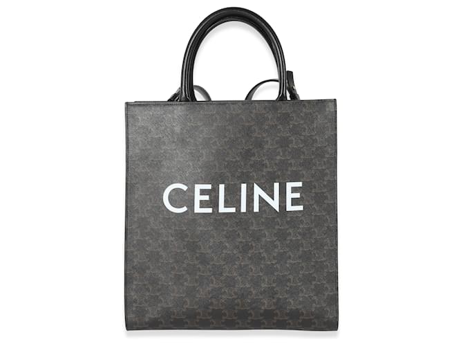 Céline Celine Black Triomphe Canvas Medium Vertical Cabas Tote Cloth  ref.1189060