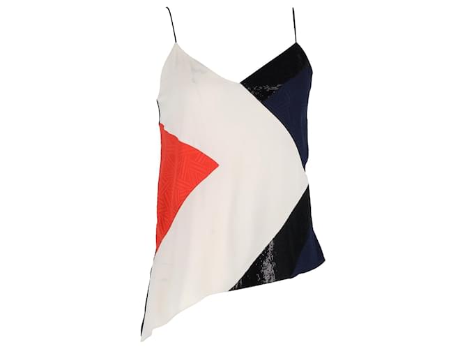Diane Von Furstenberg Camiseta sin mangas con lentejuelas y diseño color block en seda multicolor  ref.1189083