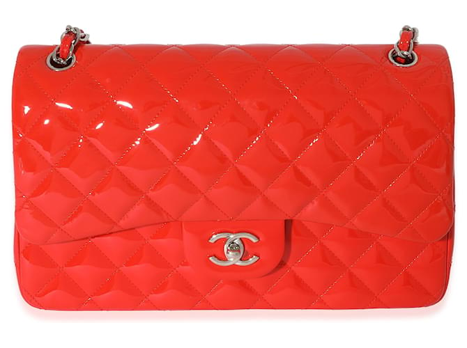 Timeless Chanel Red Quilted Patent Leather Jumbo Double Flap Bag  ref.1189108