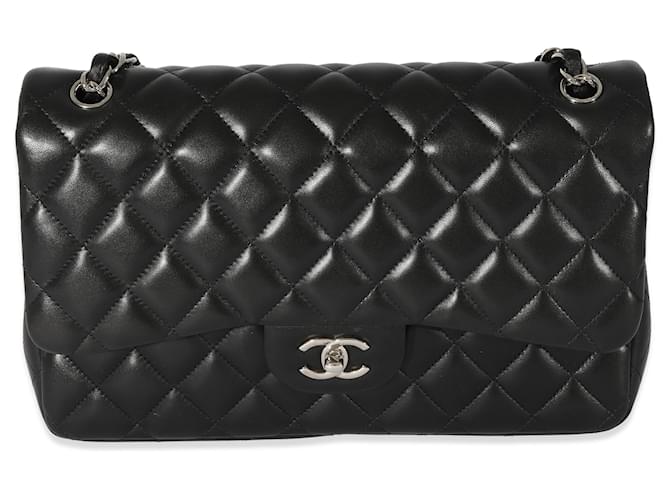 Timeless Chanel Black Lambskin Jumbo Classic Double Flap Leather  ref.1189122
