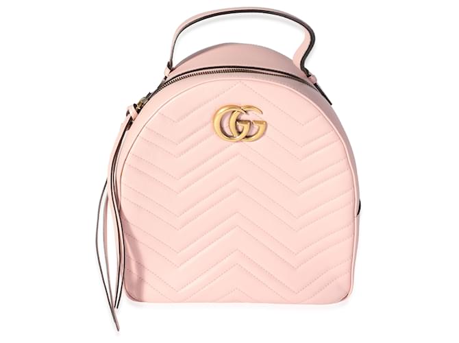 Gucci Pink Matelassé Calfskin GG Marmont Dome Backpack Leather  ref.1189137