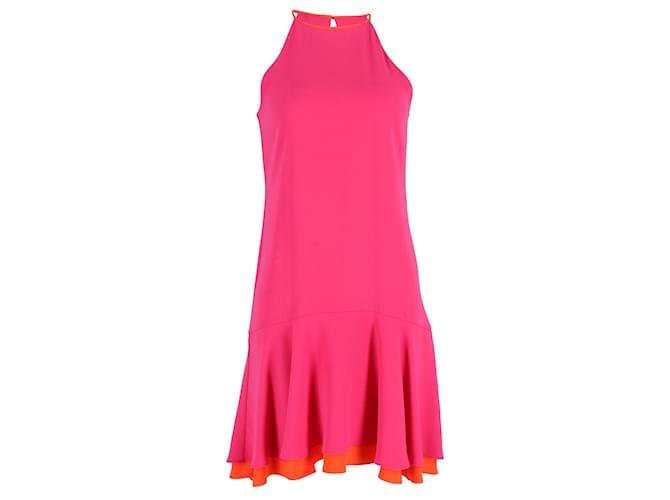 Diane Von Furstenberg Kera Halter Neck Layered Dress in Pink Triacetate Synthetic  ref.1189149