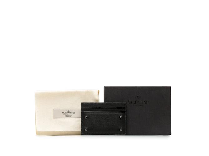 Valentino Rockstud Leather Card Holder Black  ref.1189203