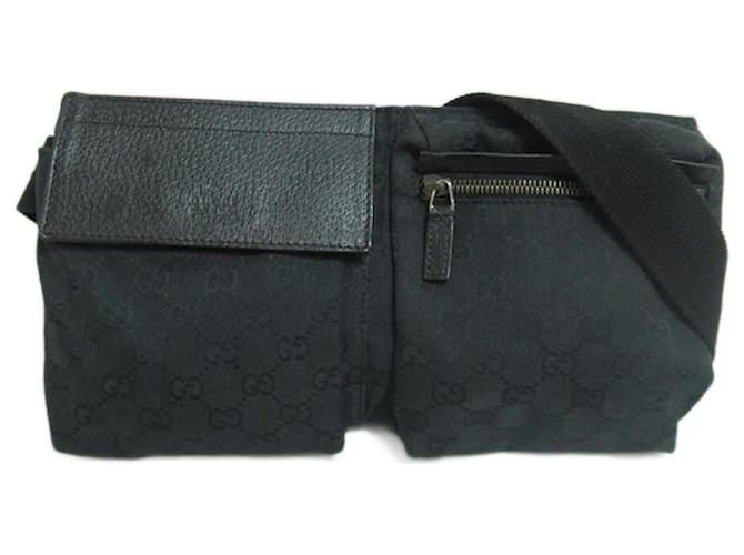 Gucci Bolsa de cinto com bolso forrado em lona GG 28566 Preto  ref.1189234