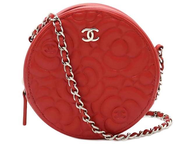Classique Chanel Camélia Cuir Rouge  ref.1189357