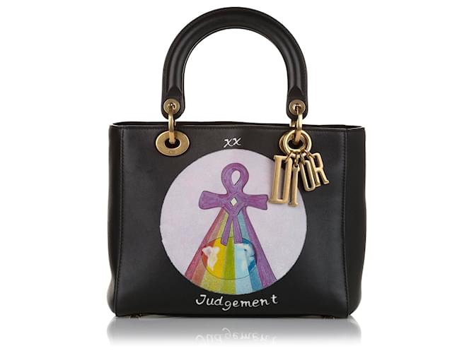 Cartable en cuir noir Lady Dior Judgement Dior Veau façon poulain  ref.1189550