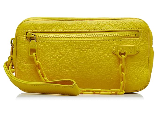 Louis Vuitton Yellow Monogram Taurillon Pochette Volga Leather Pony-style calfskin  ref.1189620