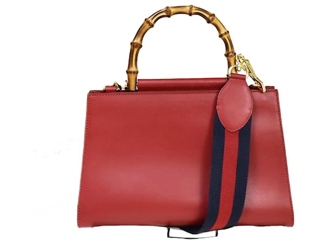 Gucci Bamboo Cuir Rouge  ref.1189628