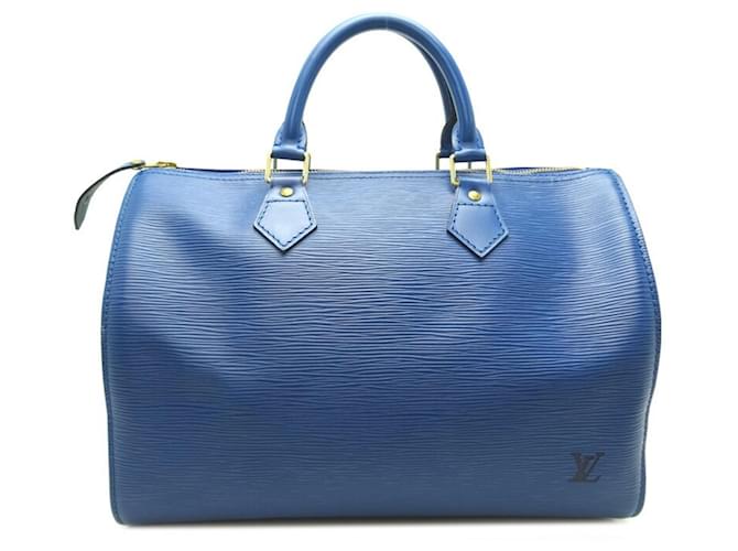 Louis Vuitton Speedy 30 Azul Cuero  ref.1189655