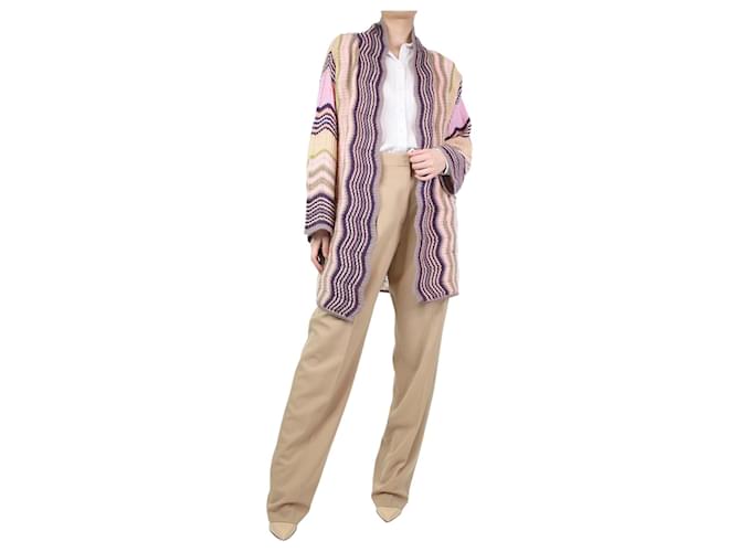 Missoni Pink zigzag pattern wool-blend cardigan - size L  ref.1189725