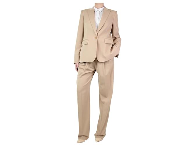 Stella Mc Cartney Conjunto de jaqueta e calças bege - tamanho UK 12 Lã  ref.1189731