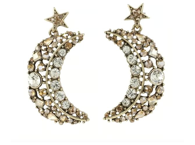 Gold earrings with celestial moon Oscar de la Renta Golden Metal  ref.1189778