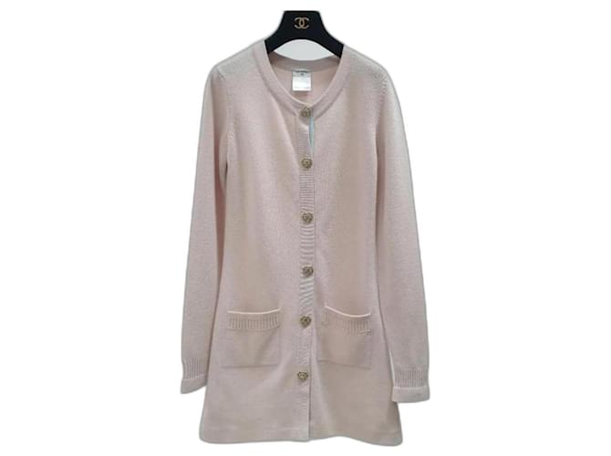 Chanel Pink Cashmere CC Heart Buttons Cardigan  ref.1189906