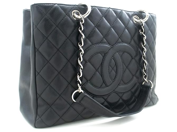 CHANEL Caviar GST 13" Grand Shopping Tote Chain Shoulder Bag Black Leather  ref.1190197