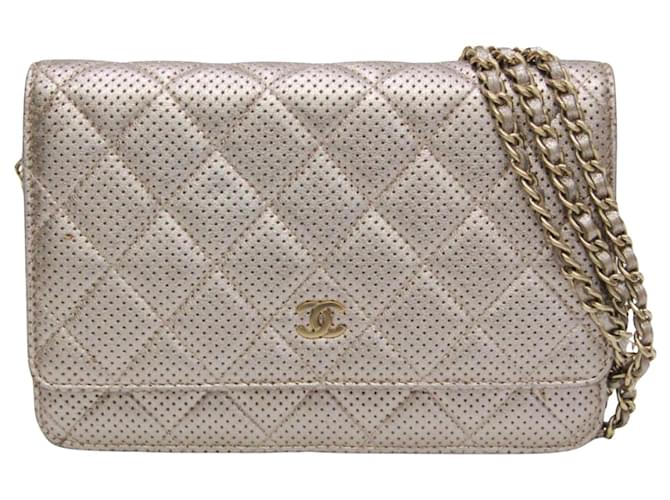 Wallet On Chain Carteira Chanel em corrente Rosa Couro  ref.1190381