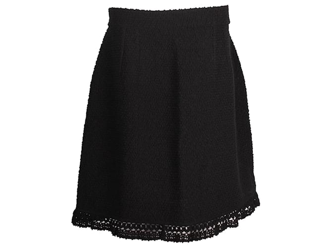 Dolce & Gabbana Crochet-Trimmed Boucher Skirt in Black Wool  ref.1190638