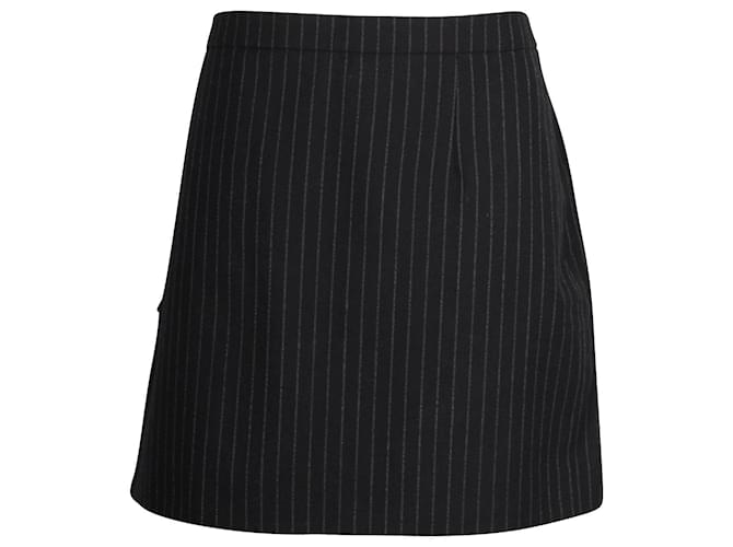 Saint Laurent Pinstriped Mini Skirt in Black Wool  ref.1190658