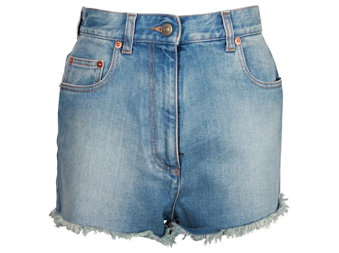 Shorts Gucci Cereja em Jeans Azul Algodão  ref.1190682