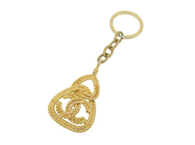 Chanel Porte-clés ruban CC Métal Doré  ref.1190704