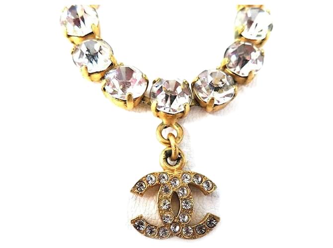 Chanel CC Rhinestones Necklace Golden Metal  ref.1190724