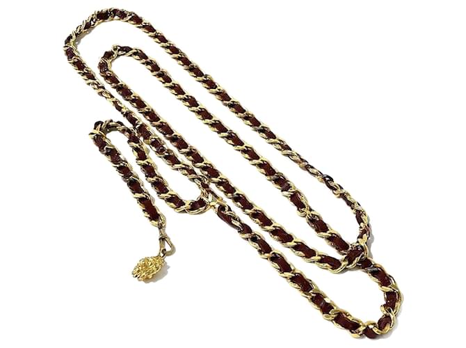 Chanel Ledergürtel mit Löwenkette Golden Kalbähnliches Kalb  ref.1190732