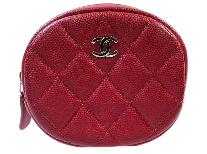 Chanel CC Caviar Coin Case   A68995 Red Leather  ref.1190734