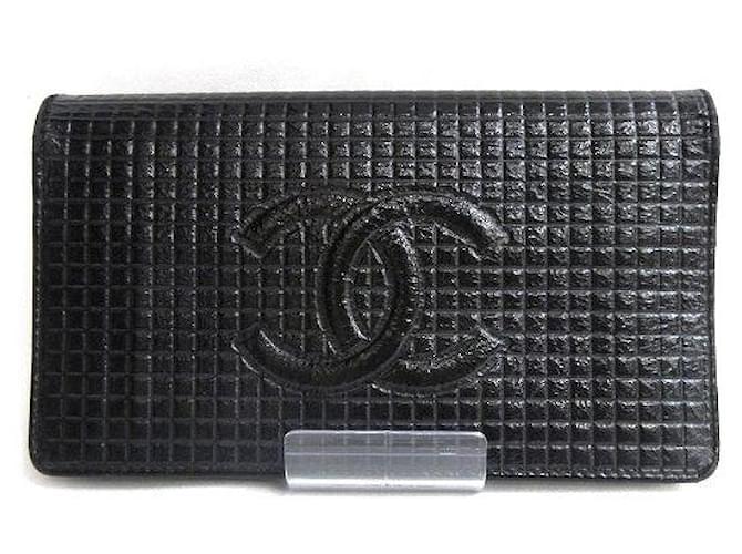 Chanel CC Micro Chocolate Bar Long Wallet Black Leather Pony-style calfskin  ref.1190737