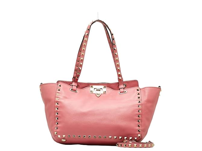 Valentino Leather Rockstud Tote Bag Pink  ref.1190764