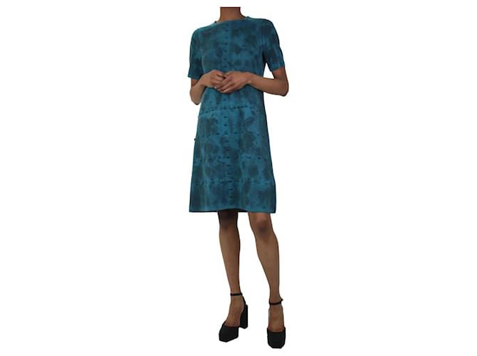 Bottega Veneta Teal short-sleeved patterned wool dress - size IT 38 Green  ref.1190795
