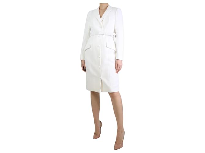 Badgley Mischka Robe blazer longue ceinturée blanche - taille UK 10 Polyester  ref.1190813