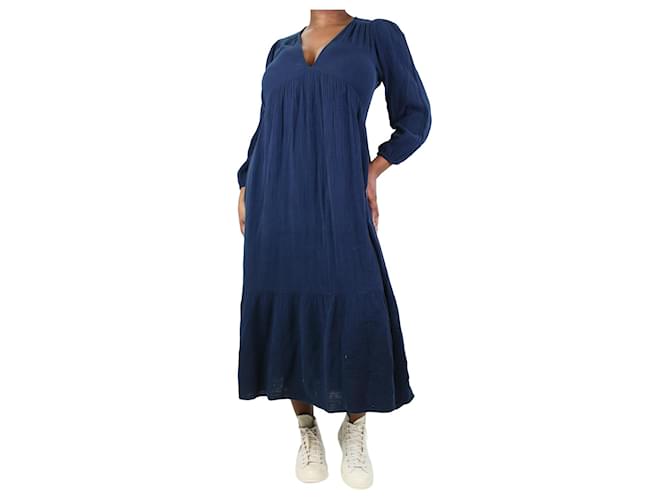 Autre Marque Navy blue cotton v-neck dress - size L  ref.1190821