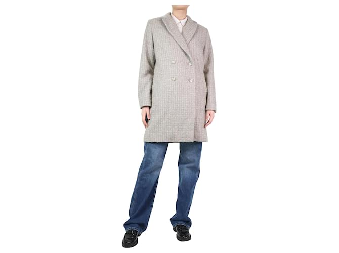 Autre Marque Abrigo gris de lana con botonadura forrada - talla UK 12 Madera  ref.1190835