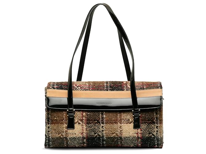 Burberry Brown Plaid Tweed Shoulder Bag Cloth  ref.1190855