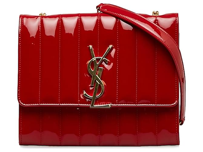 Saint Laurent Red Patent Vicky Crossbody Bag Leather Patent leather  ref.1190861