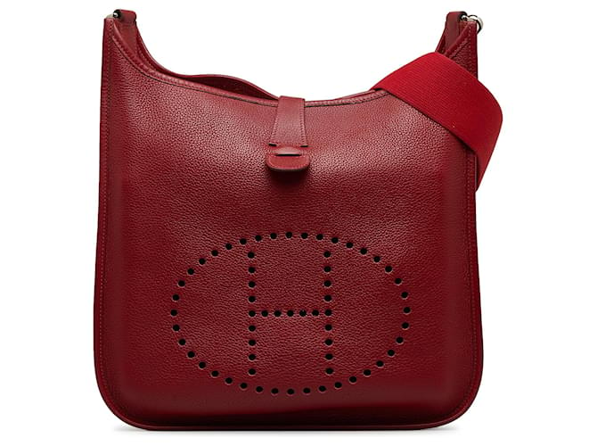 Hermès Rouge Clémence Evelyne II GM Cuir Veau façon poulain  ref.1190886