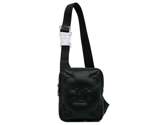 Louis Vuitton Black Monogram A4 Lambskin Puffer Asymmetrical Sling Bag Leather  ref.1190905