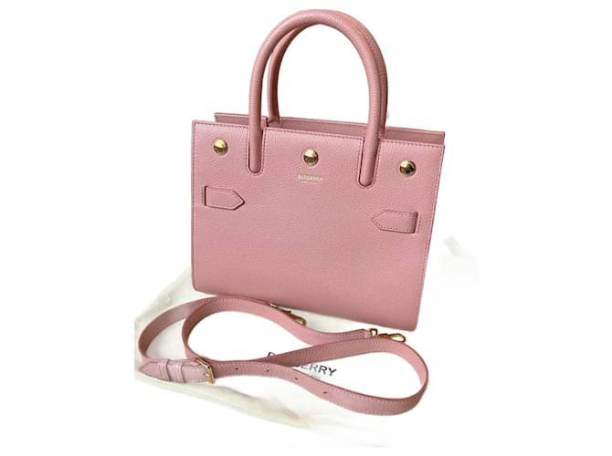 Burberry Mini Title Bag Errötendes Rosa Pink Leder  ref.1190934