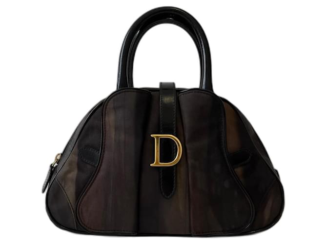 Dior saddle bowler bag Black Multiple colors Bronze Nylon  ref.1190935